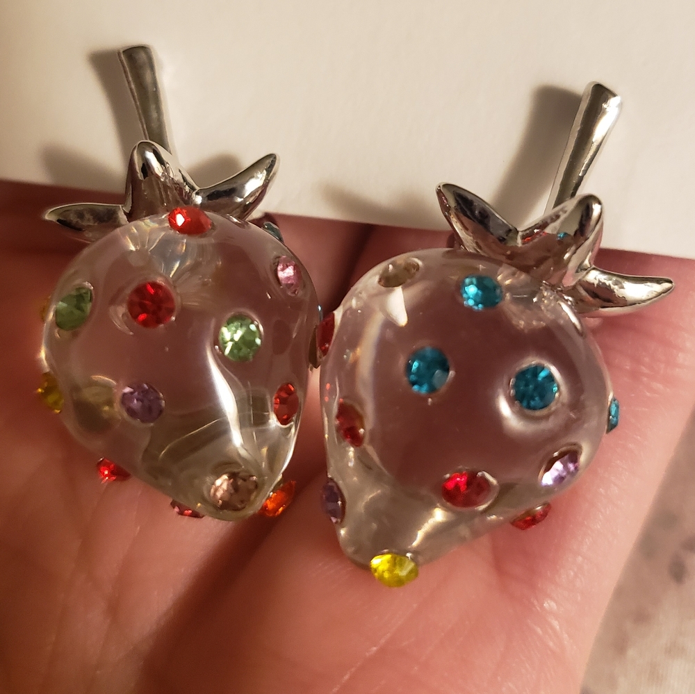 Clear strawberry earrings